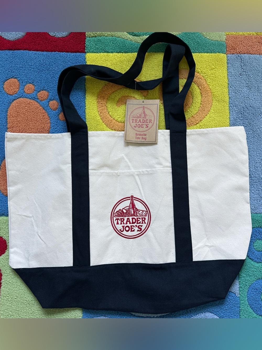 Trader Joe’s Large Navy Blue Canvas Tote Bag - NWT